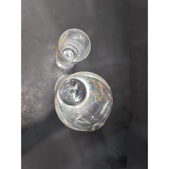 Arcopal‎ Floral Glassware Set, Vintage Pitcher & Glass, French Stemmed Drinkware - Picture 7 of 12